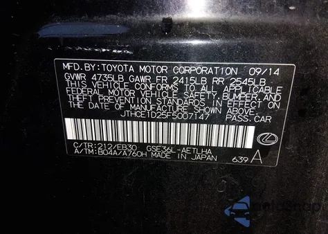 2015 Lexus Is 350 z USA, uszkodzony, nr VIN JTHCE1D25F5007147